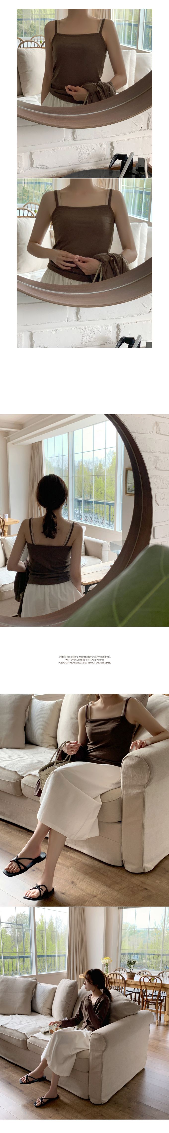 韓國 98doci - 簡約風格兩件式細肩帶背心/外套-天藍