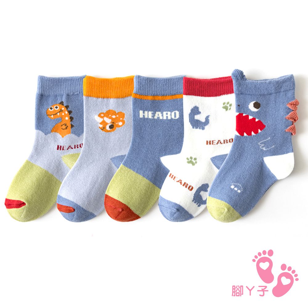 腳ㄚ子 - 兒童棉質中筒襪-恐龍寶寶
