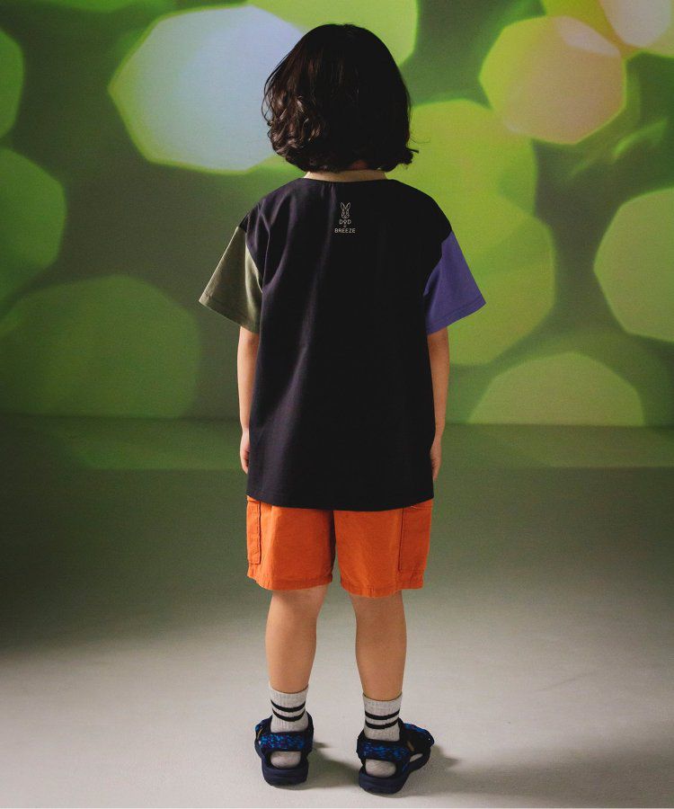 日本 BREEZE - 聯名款 口袋工裝風帥氣4分短褲-撞色-橘藍系