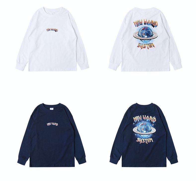 純棉基礎款長袖上衣-漫畫新地球-白色