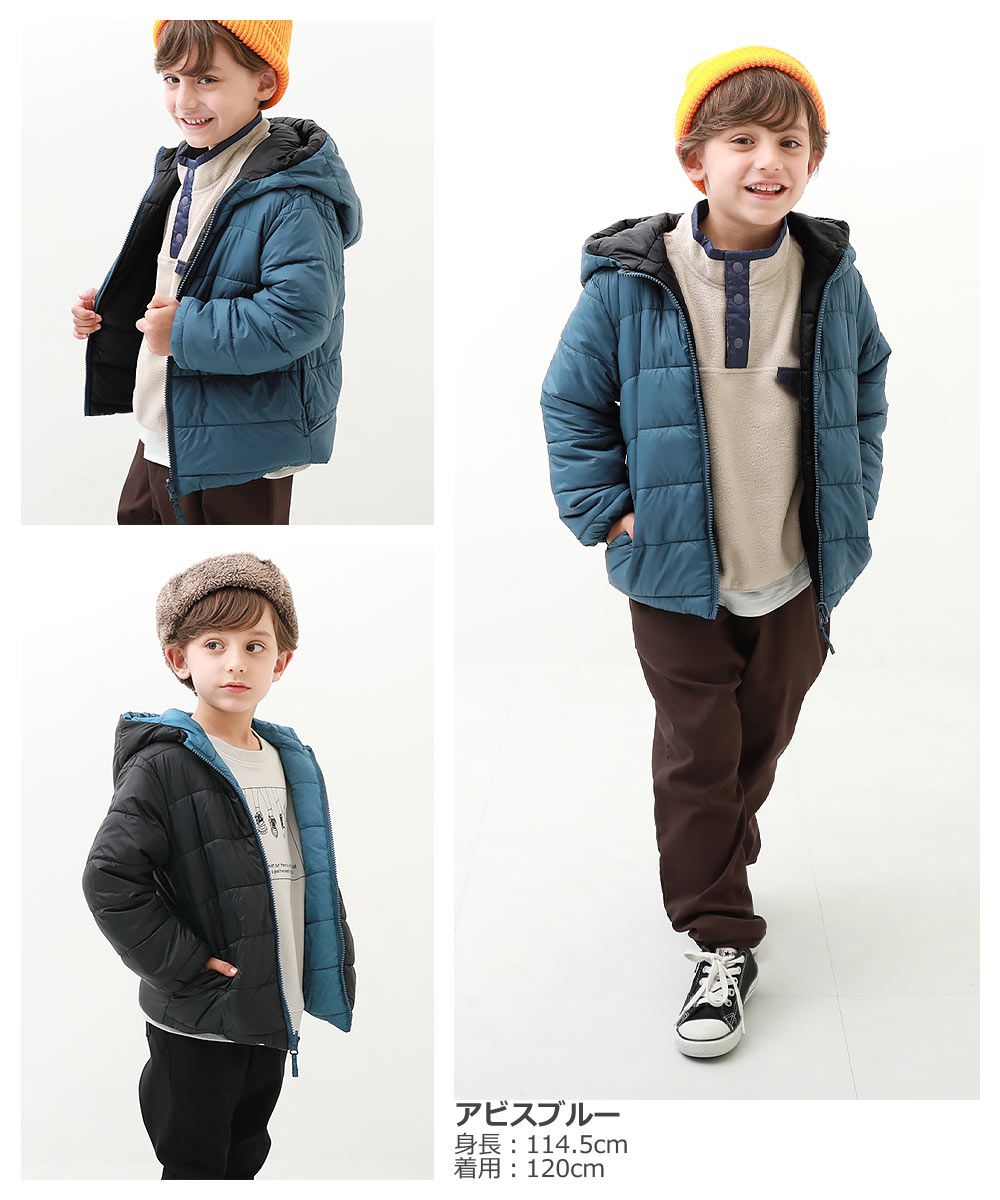 日本 devirock - 2WAY防風輕量保暖科技羽絨外套-淺紫x卡其