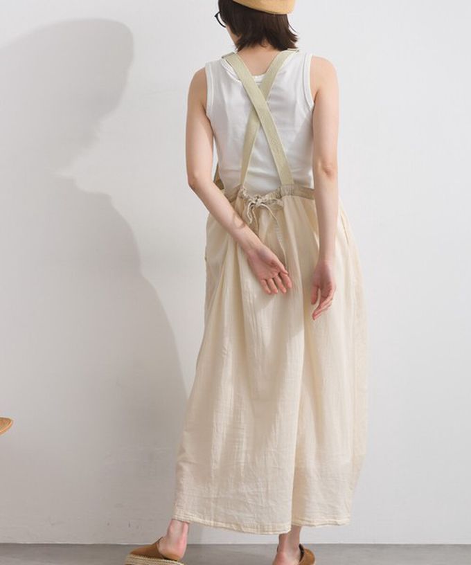 日本 Lupilien - 拼接風抽繩飄逸薄牛仔吊帶洋裝-藍灰系