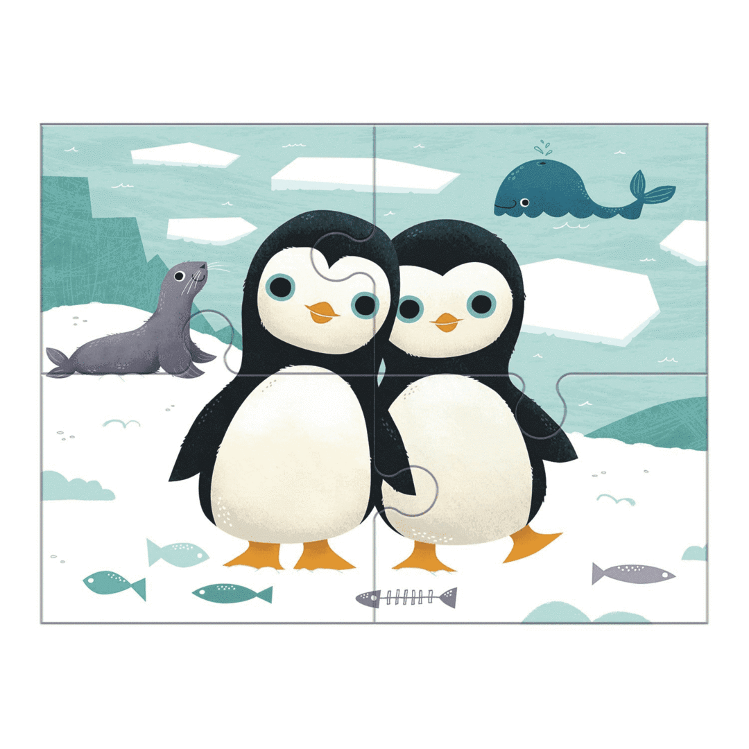 美國 mudpuppy - 四合一漸進式拼圖-世界動物-4、6、9、12片