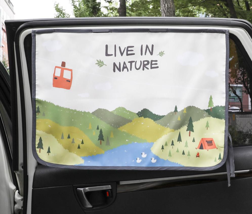 韓國 Bebe Deco - 完美遮光六層磁鐵遮陽窗簾-俯瞰綠野 (65*45cm)