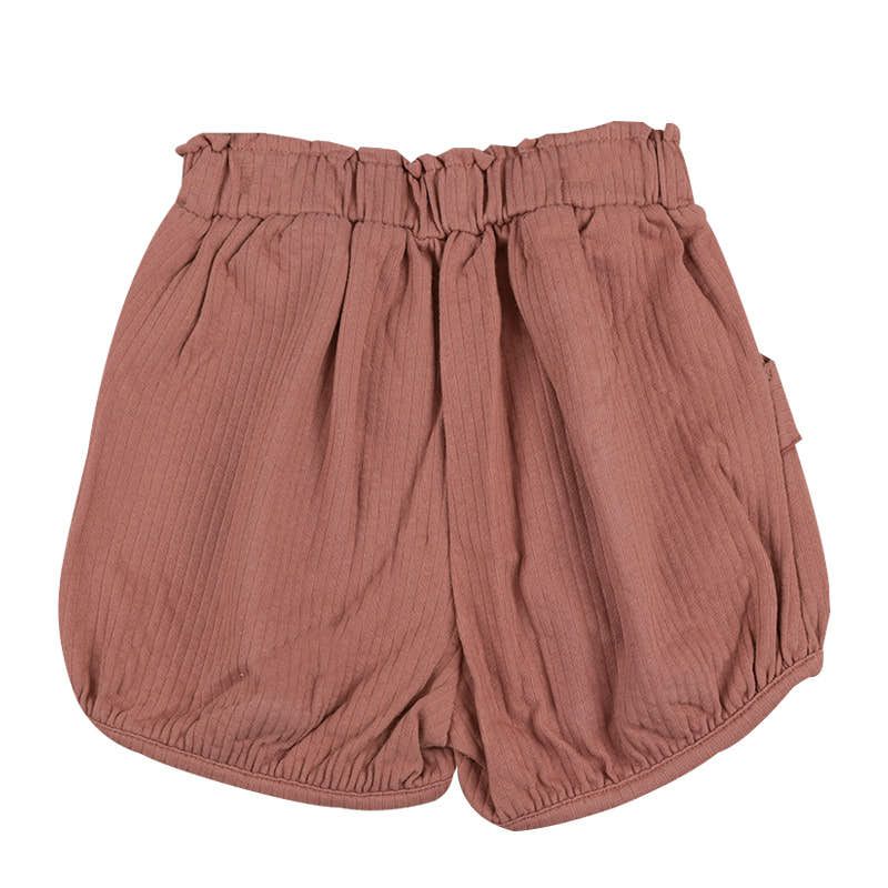 akachan honpo - 短褲 針織泡泡紗-咖啡色