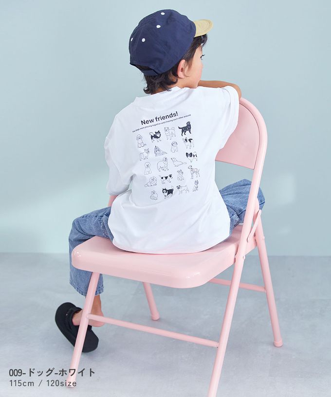 日本 devirock - 抗UV 不易皺速乾印花短袖上衣-狗夠大集合-白