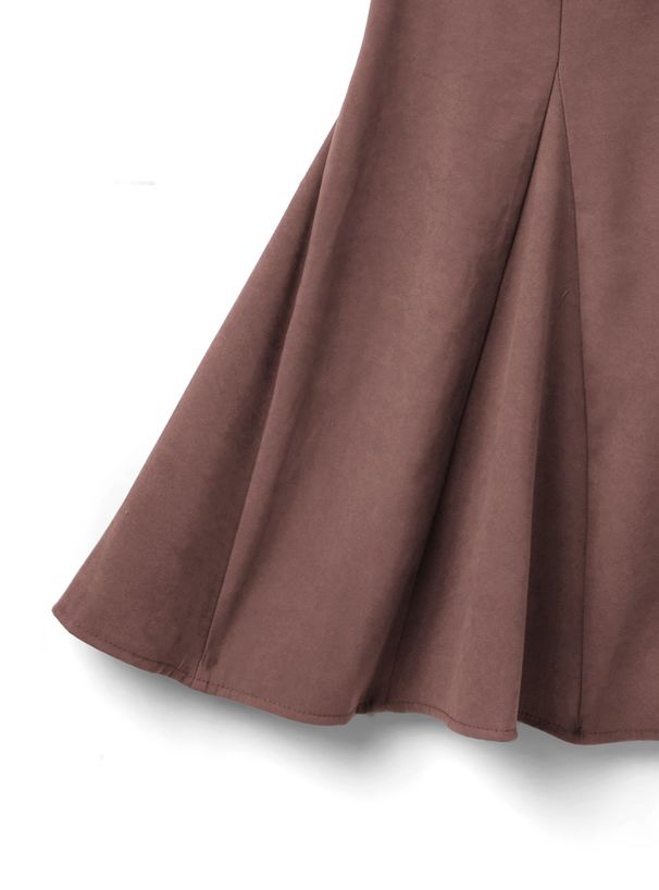 日本 GRL - 麂皮感愛心領魚尾吊帶裙-罌粟粉