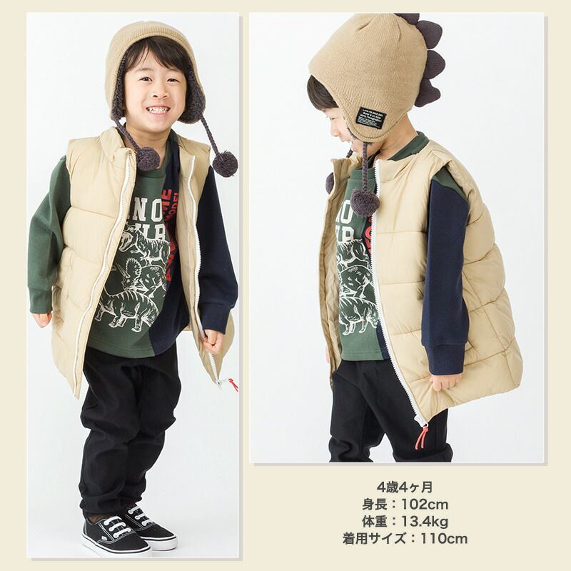 日本 ZOOLAND - 潑水加工 素面百搭鋪棉保暖背心-軍綠