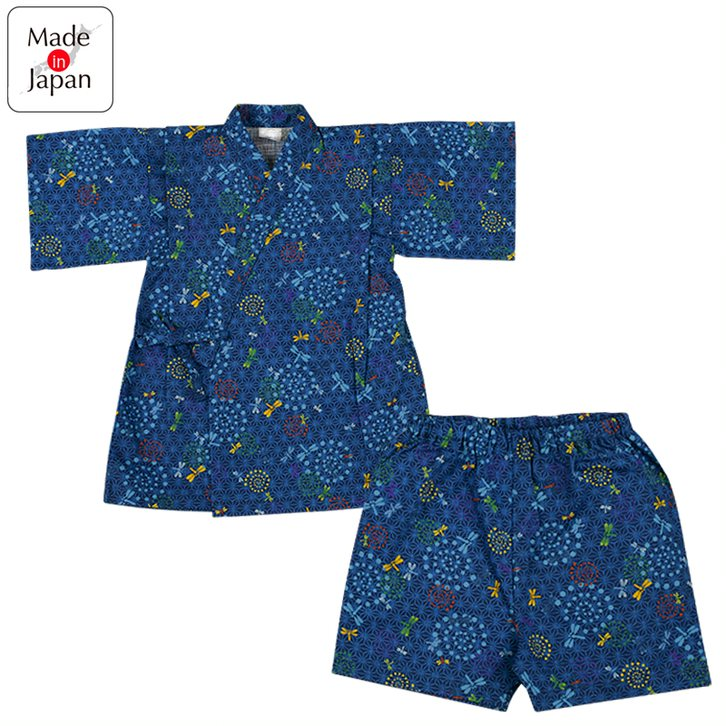 akachan honpo - 兩件式甚平-蜻蜓-深藍色