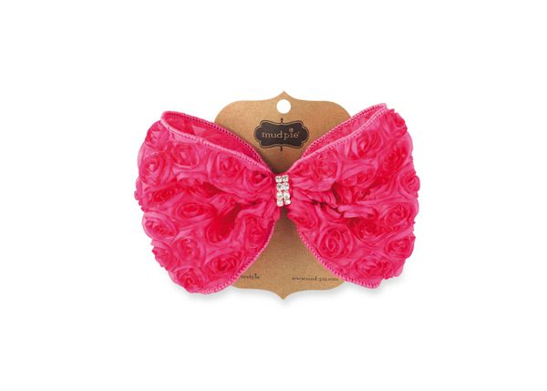 美國 Mud Pie - 時尚大髮飾-桃紅玫瑰蝴蝶結 (單一尺寸)