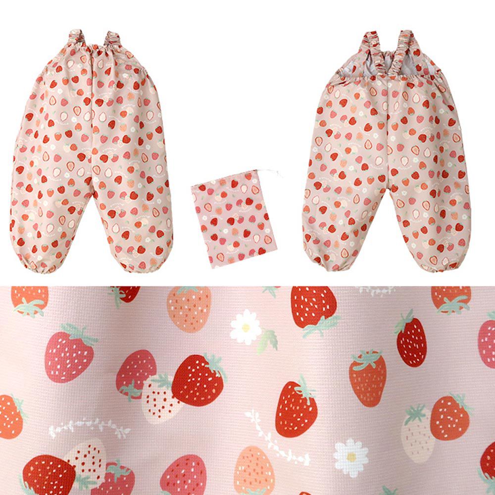 日本 ZOOLAND - 可愛防水遊戲服/玩沙衣-甜蜜草莓-粉紅 (80-110cm)