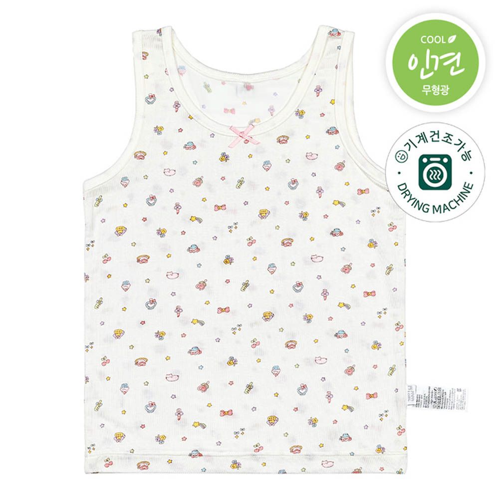 嫘縈涼感透氣背心內衣(女寶)-星星甜點-米白