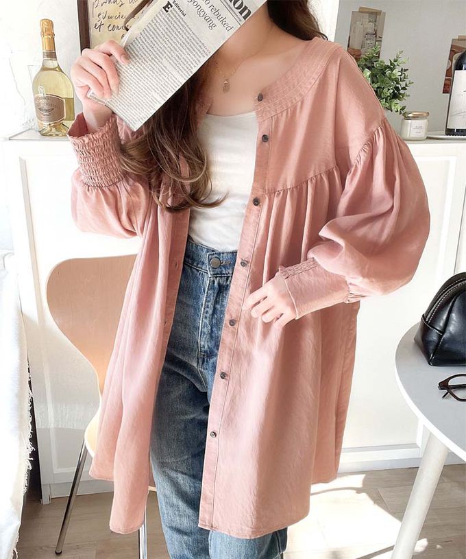 日本 Classical Elf - 前後2way飄逸感澎澎七分袖襯衫-象牙米