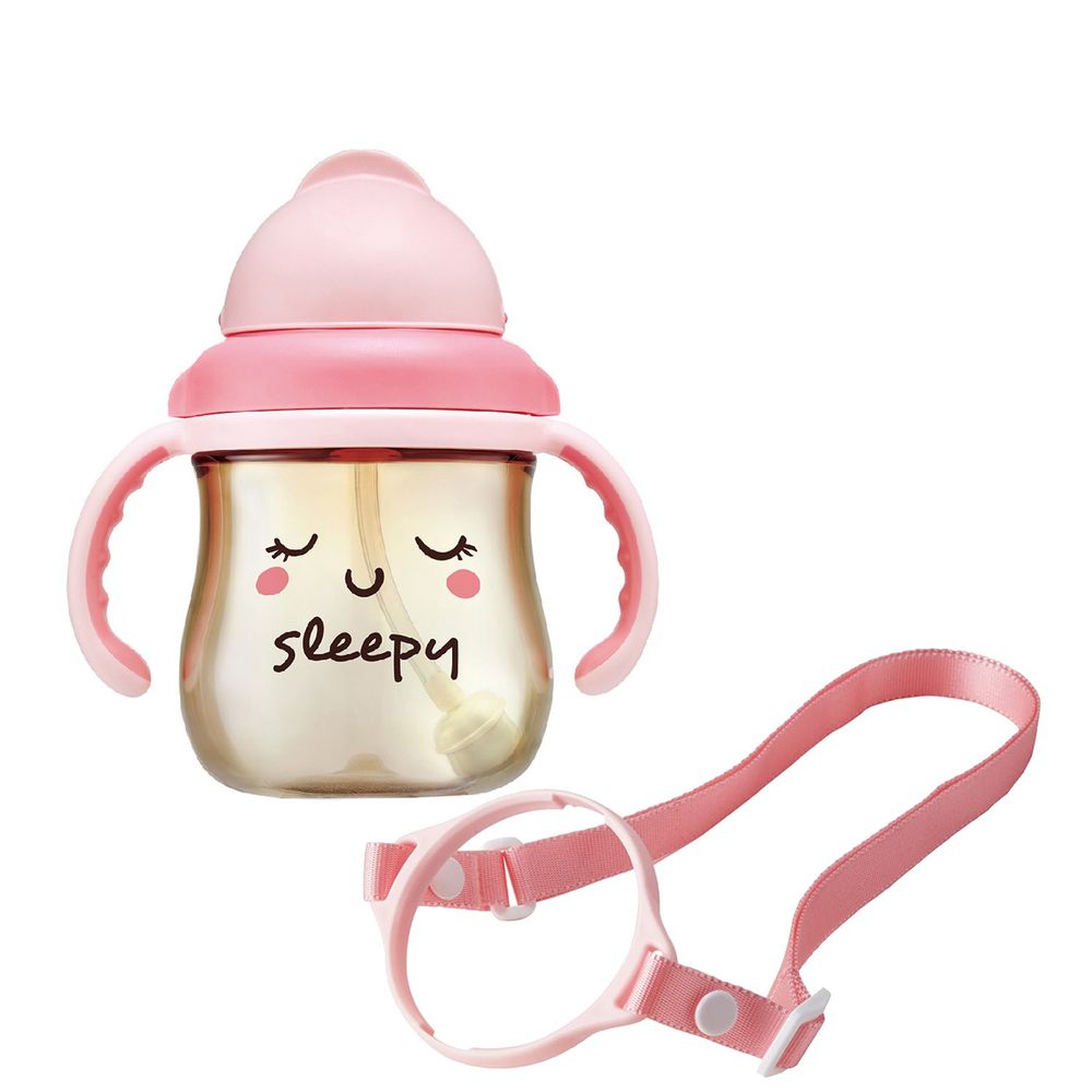 Simba 小獅王辛巴 - 好心情PPSU滑蓋杯+揹帶組-睡飽飽了莓-粉紅-250ML