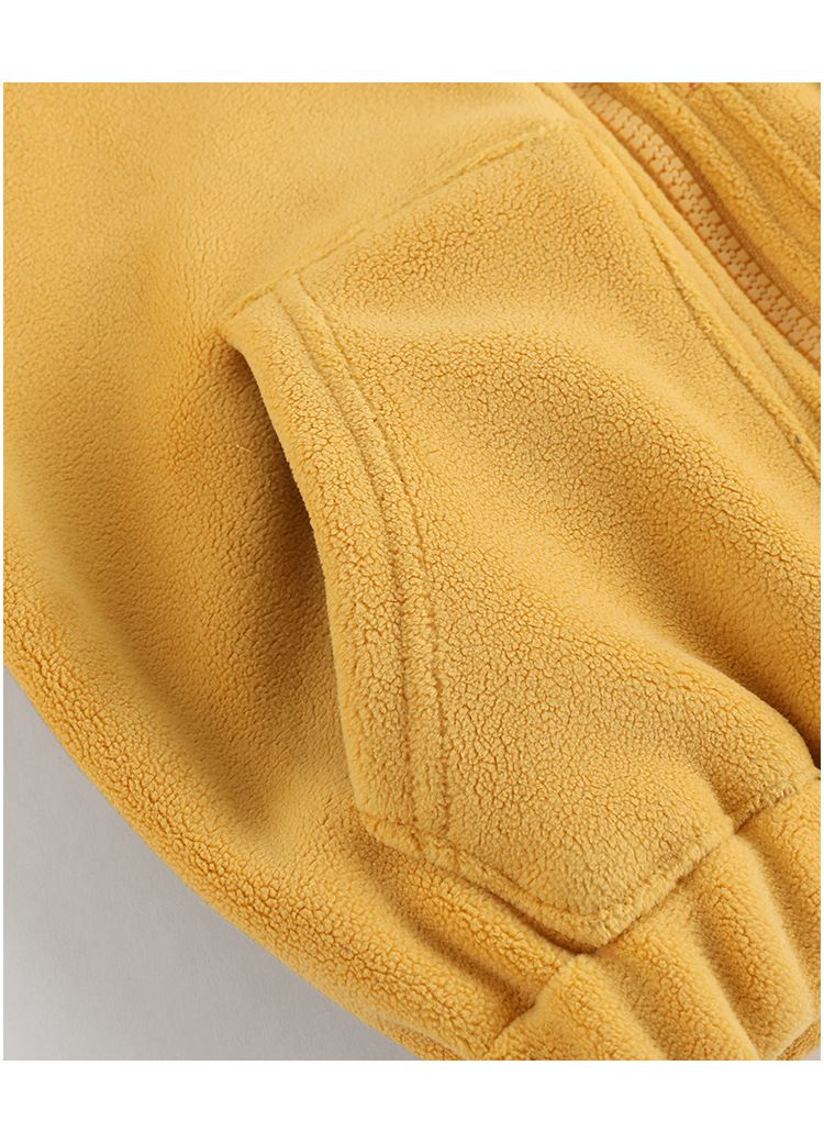 雙面搖粒絨造型外套-鯊魚-黃色