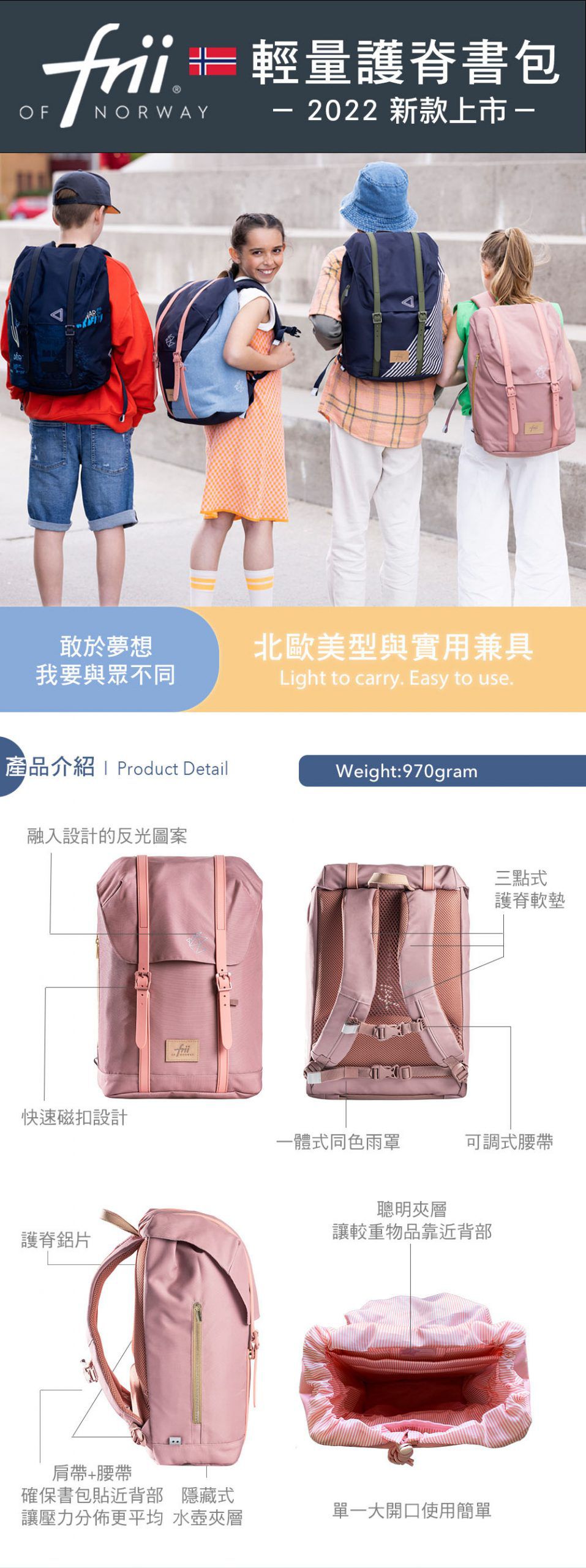 挪威Frii - Retro書包30L-牛仔藍'22