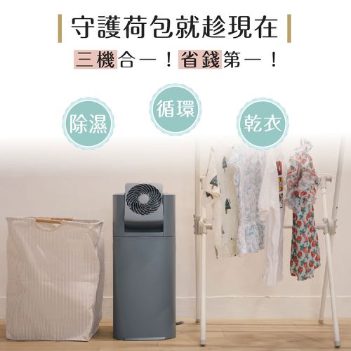 日本IRIS DDC-60 乾燥循環除濕機 | 空氣魔法師、冷風循環扇、極致乾燥 (灰藍色)