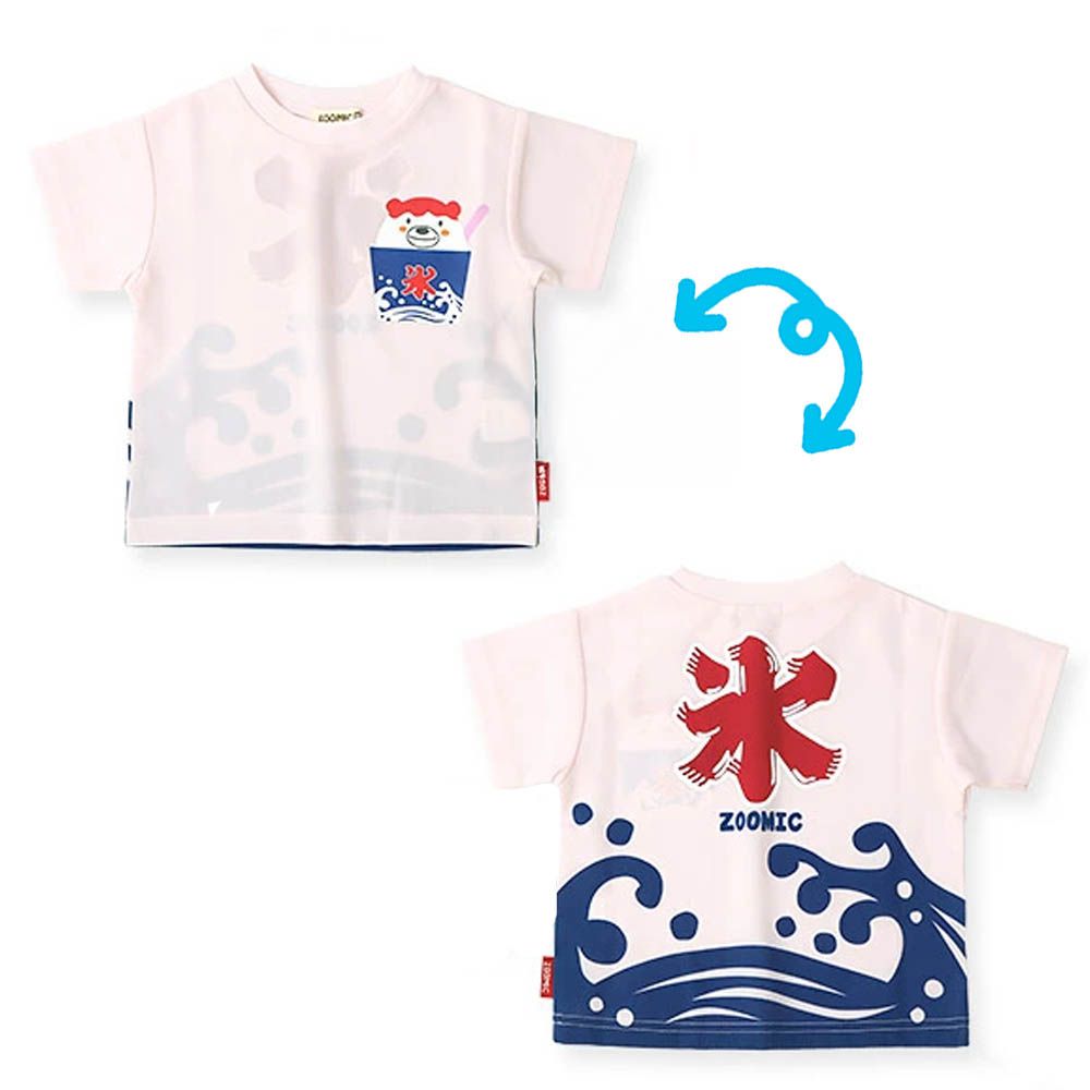 接觸涼感 夏日祭典網眼短袖上衣-刨冰-粉紅