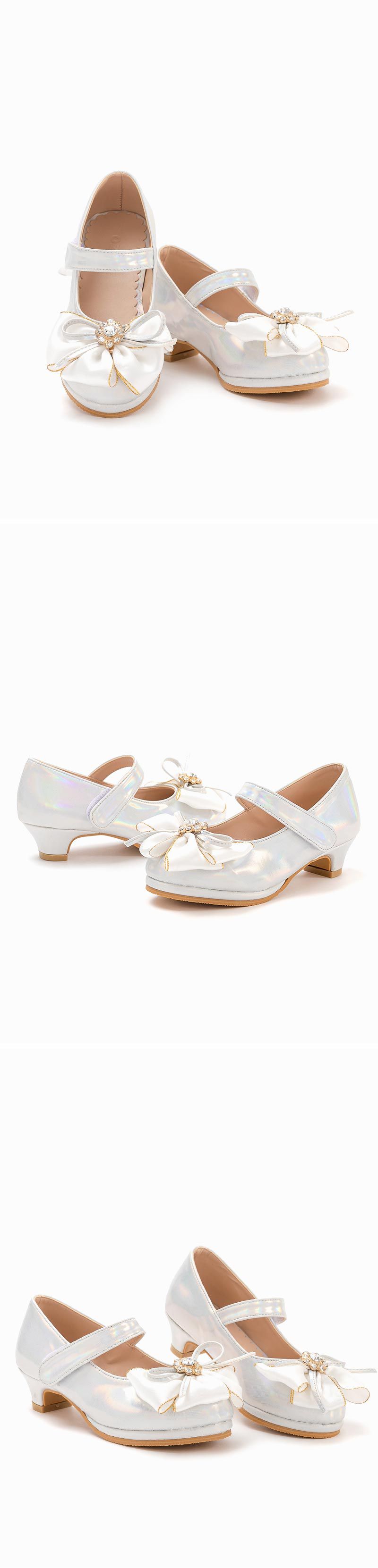 韓國 OZKIZ - 水晶緞帶蝴蝶結低跟皮鞋