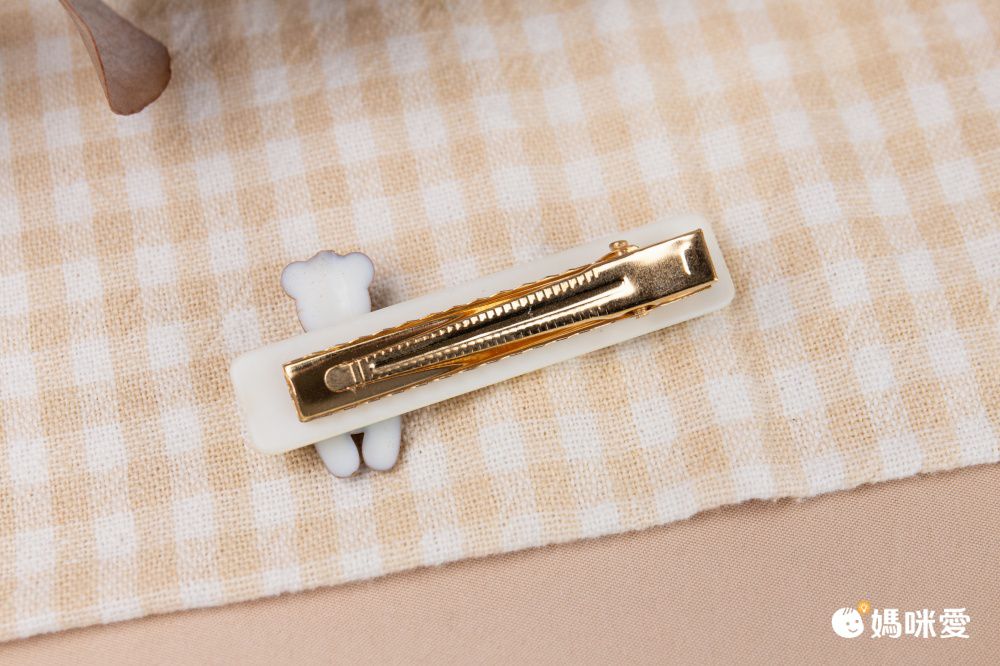 甜美造型兒童髮夾-miu貓咪-米白色