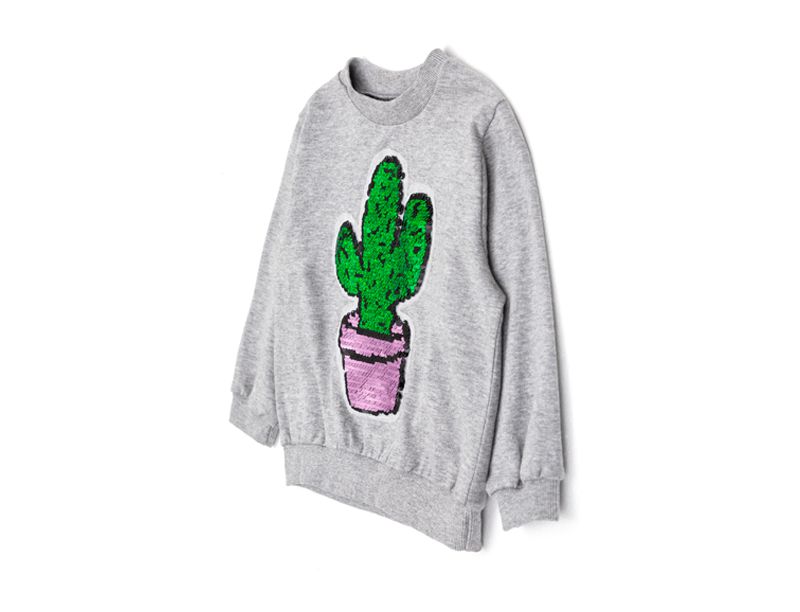 韓國 OZKIZ - 閃亮變色長袖大學T-仙人掌