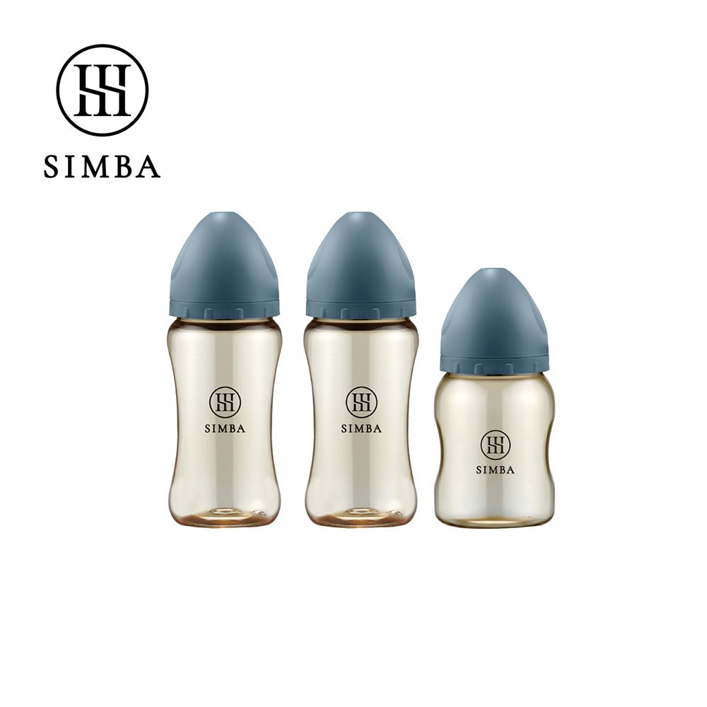 蘊蜜鉑金PPSU寬口防脹氣奶瓶輕奢組(2中1小)-新生適用-波藍