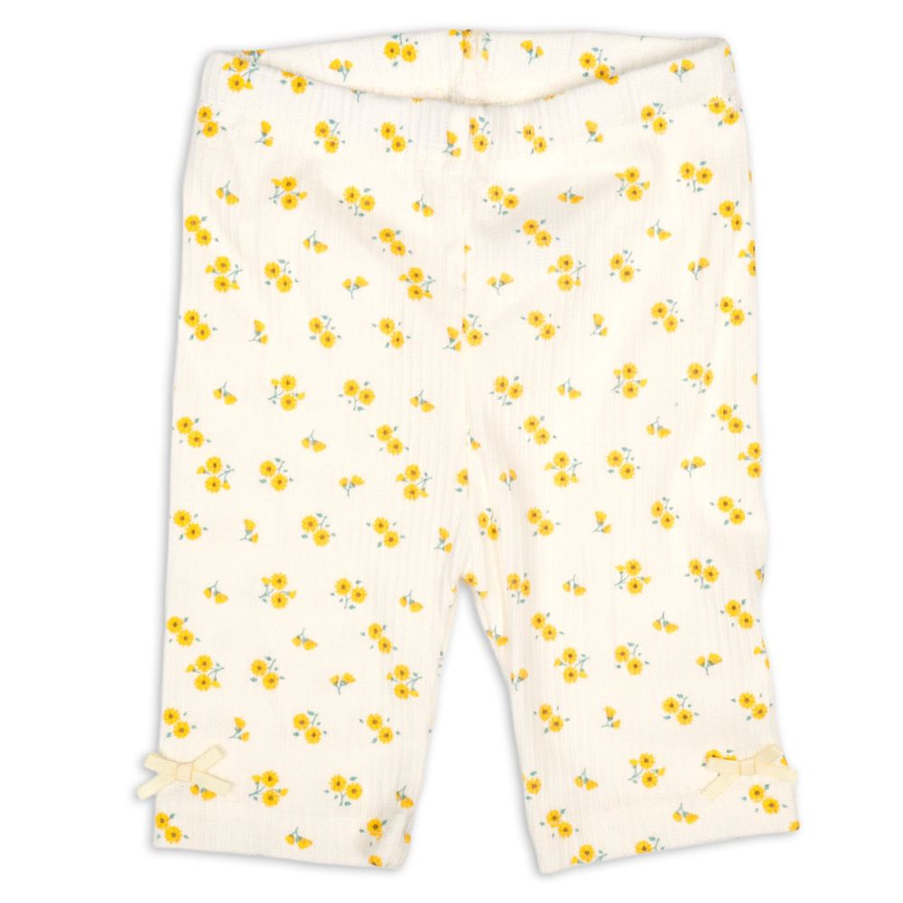 5分內搭褲-羅紋緹花-黃色