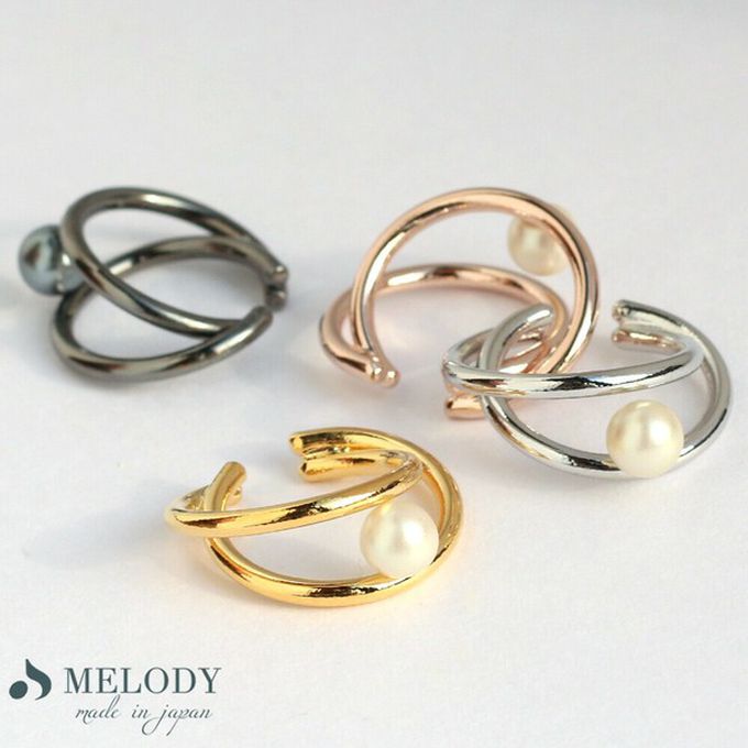 日本 Melody Accessory - 日本製 單顆珍珠線條耳骨夾-金