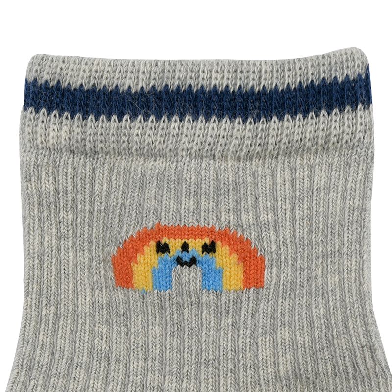 akachan honpo - 中筒襪 彩虹-灰色