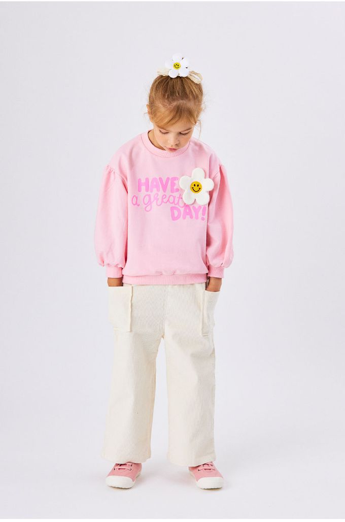 韓國 OZKIZ - 鬆緊腰燈芯絨大口袋長褲-象牙白