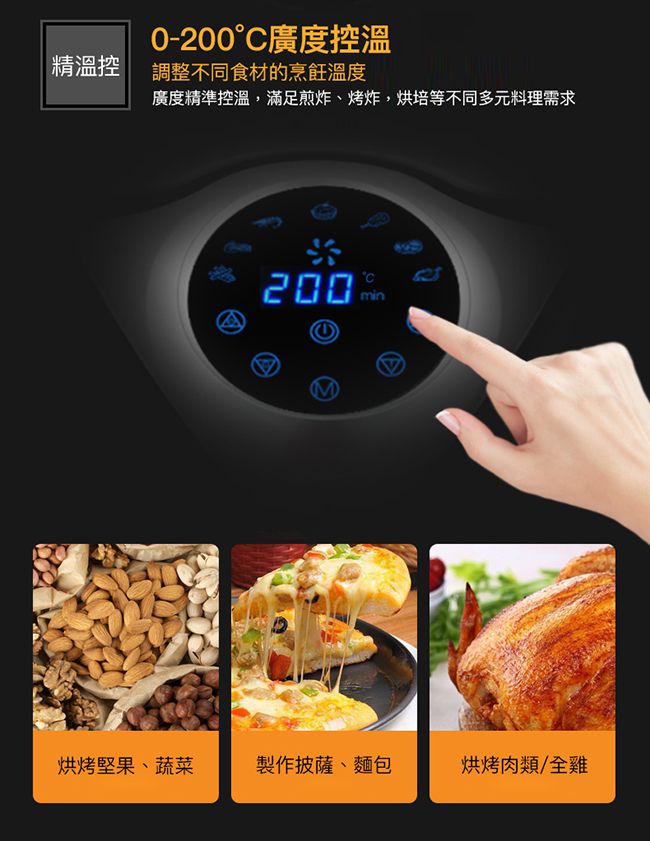 RICHMORE - 液晶觸控式安全安心氣炸鍋-RM055-黑色-內鍋3L / 外鍋4L