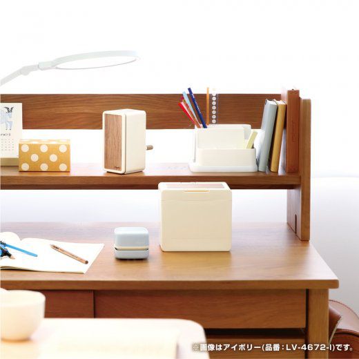 日本文具 SONIC - 桌面彈蓋小垃圾桶-奶油杏