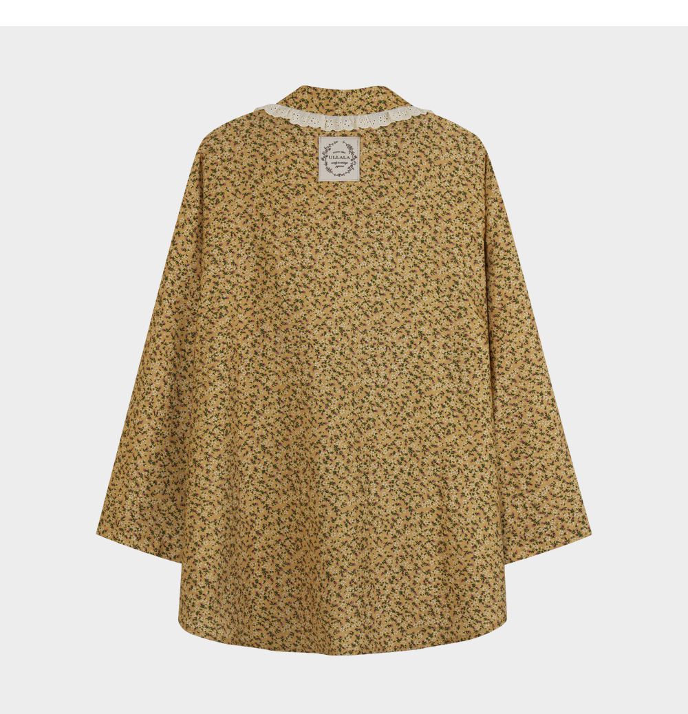 韓國 ULLALA - 活力暖黃碎花長袖睡衣-(兩件式)-黃 (FREE)