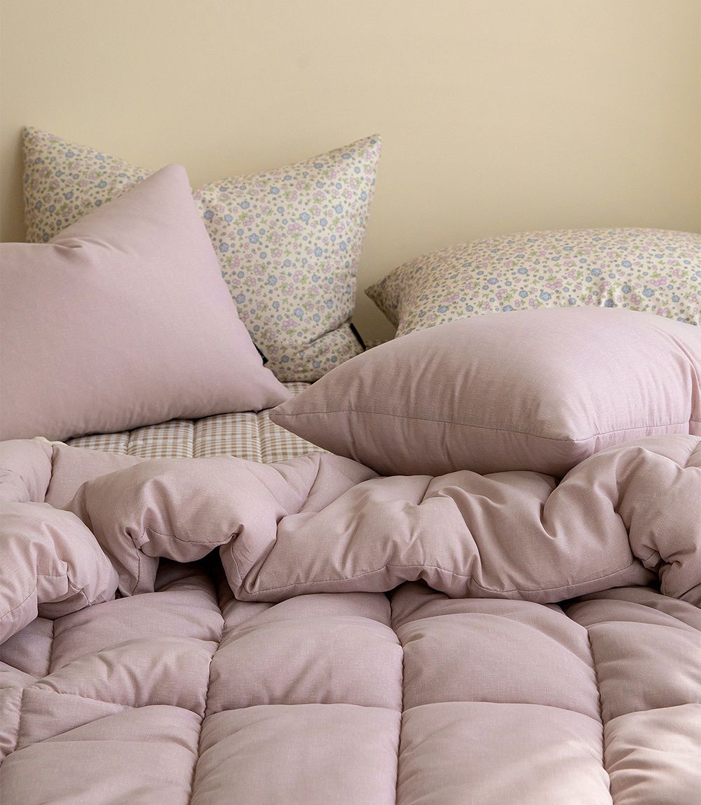 韓國 Maatila - 可水洗超細纖維桃皮感四季被-優格粉