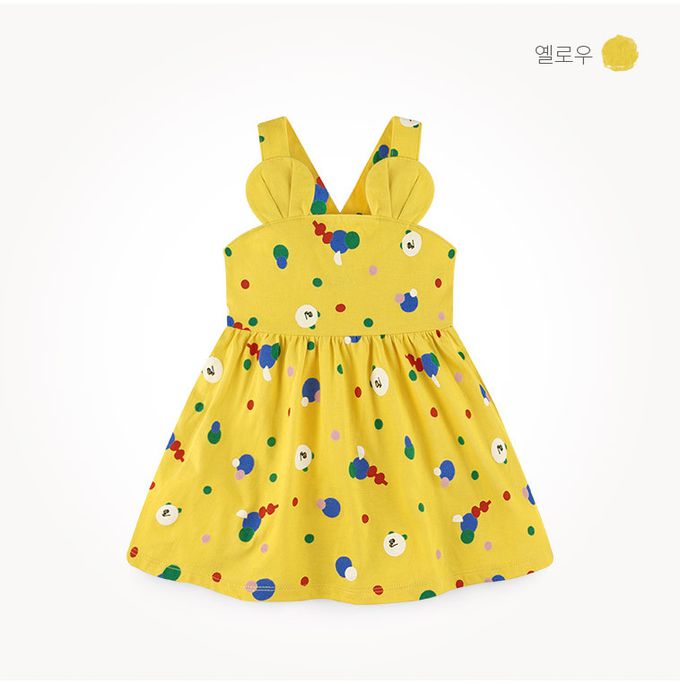 韓國 milk mile - 彩色點點吊帶洋裝-黃