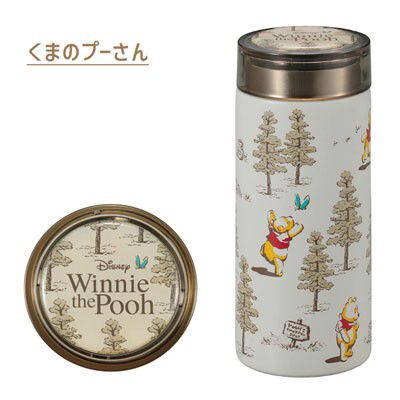 日本 Pearl 金屬 - 迪士尼 輕量不鏽鋼保冷保溫瓶-小熊維尼-淺灰米-200ml
