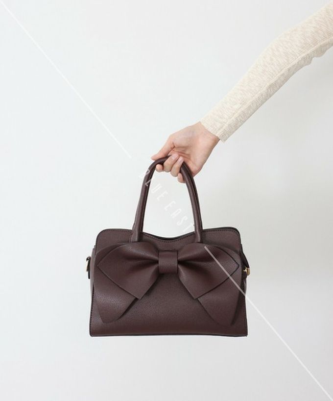 日本 BLUE EAST - 2way俏麗蝴蝶結方型手提/側背包-咖啡