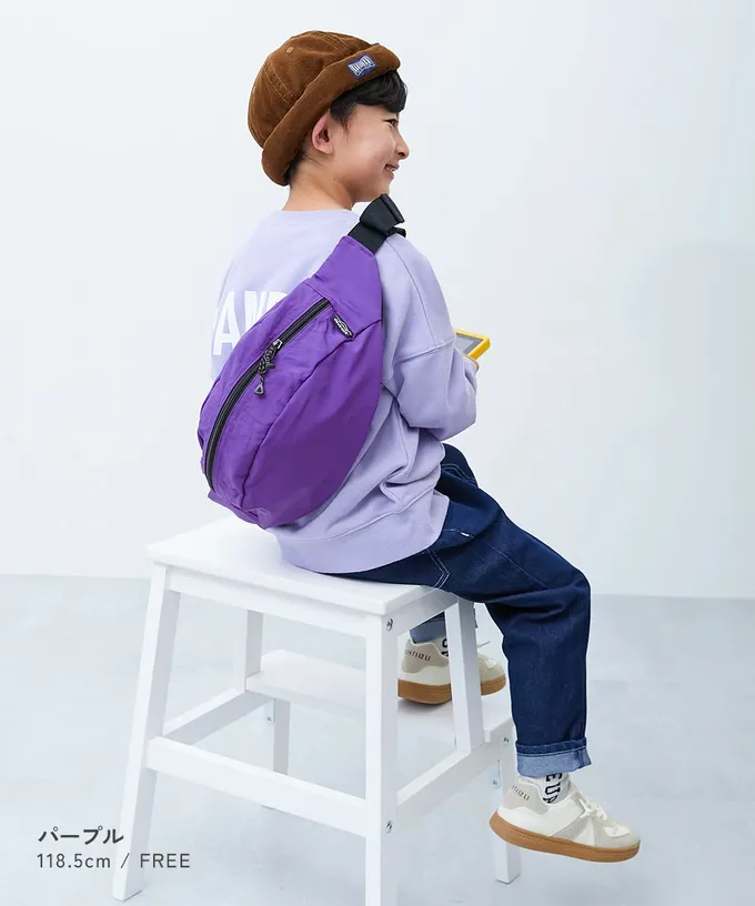 日本 devirock - 飽和色大容量側揹腰包(親子通用)-焦糖 (約17x43x11cm)