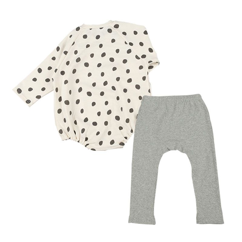 akachan honpo - 包屁衣+緊身褲-滿版印花-象牙白色