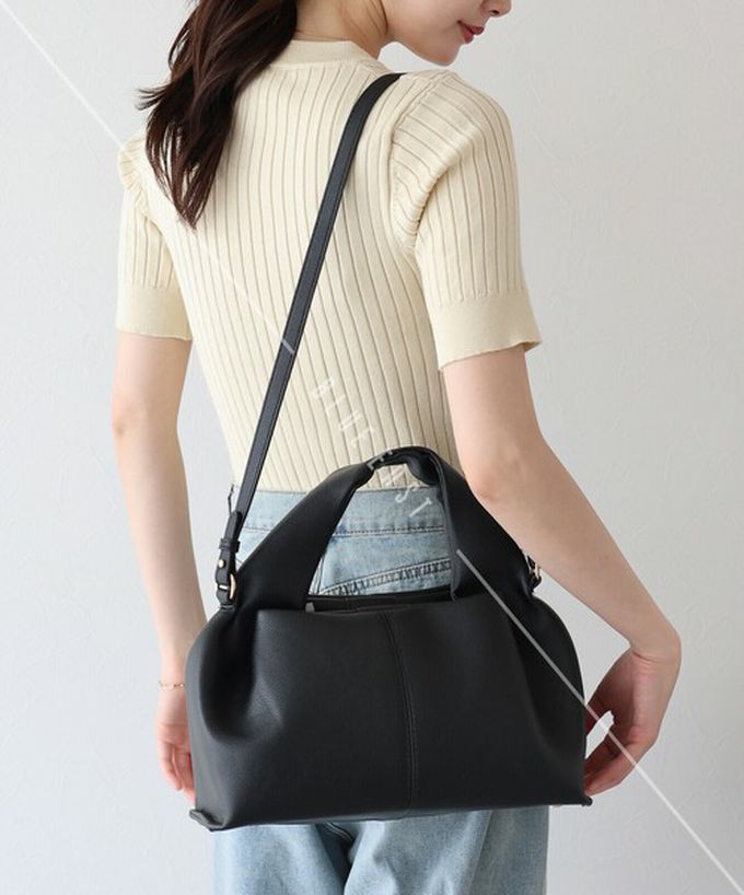 日本 BLUE EAST - 圓潤俏麗2way手提包(附長揹帶)-黑