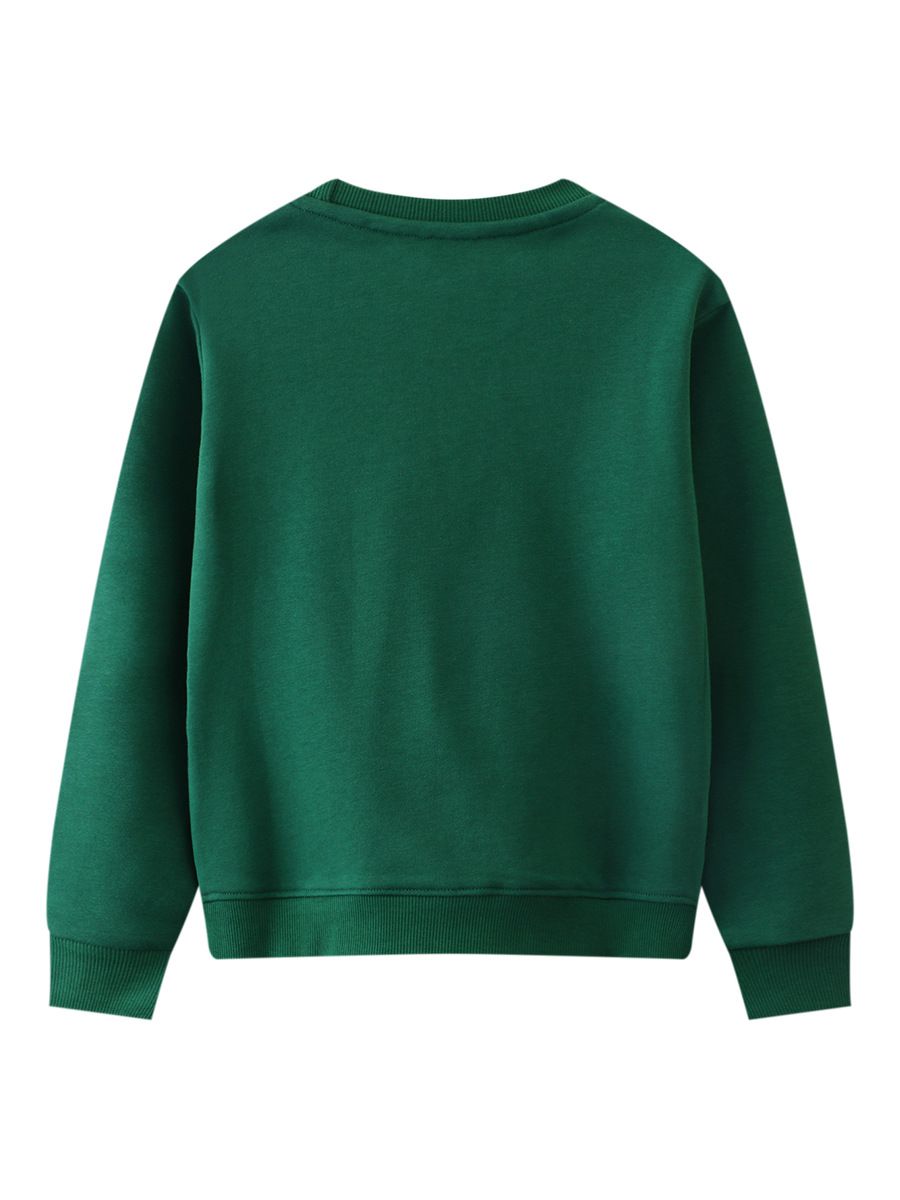 Jumping meters - 圓領棉質長袖上衣/大學T-斑馬-深綠色