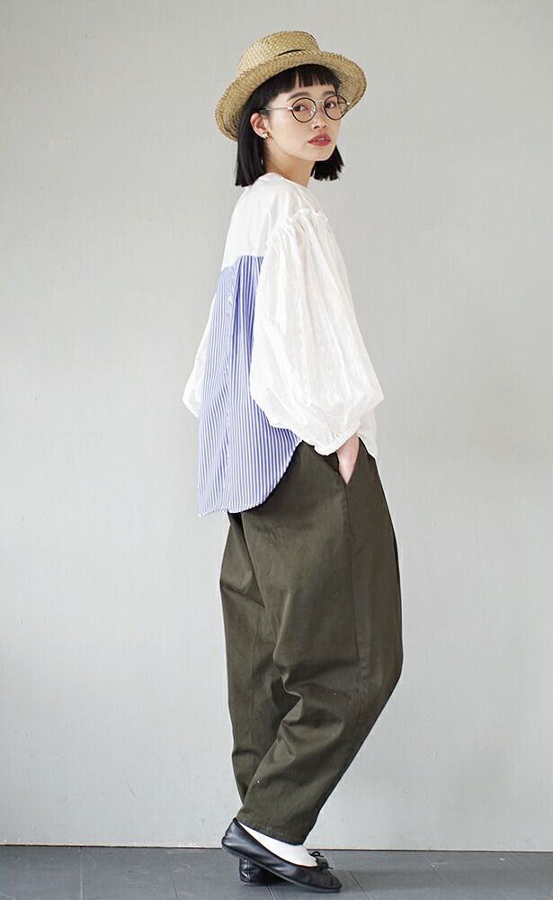 日本 zootie - 設計款條紋拼接泡泡短袖上衣-經典黑