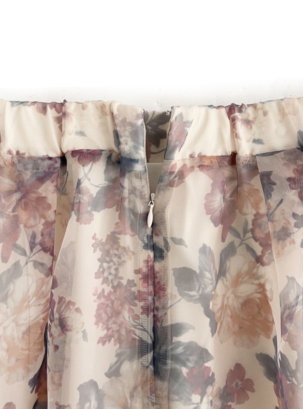 日本 GRL - 浪漫暈染碎花雪紡長裙-經典黑