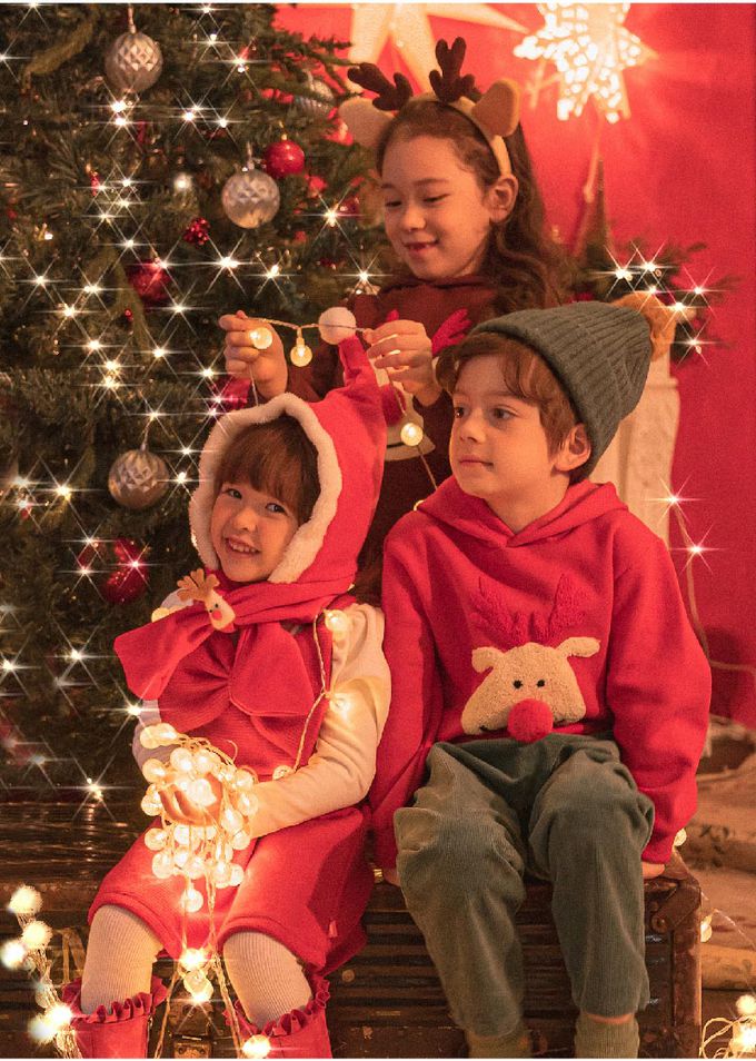 韓國 OZKIZ - (裏起毛)魯道夫連帽T/聖誕-咖啡