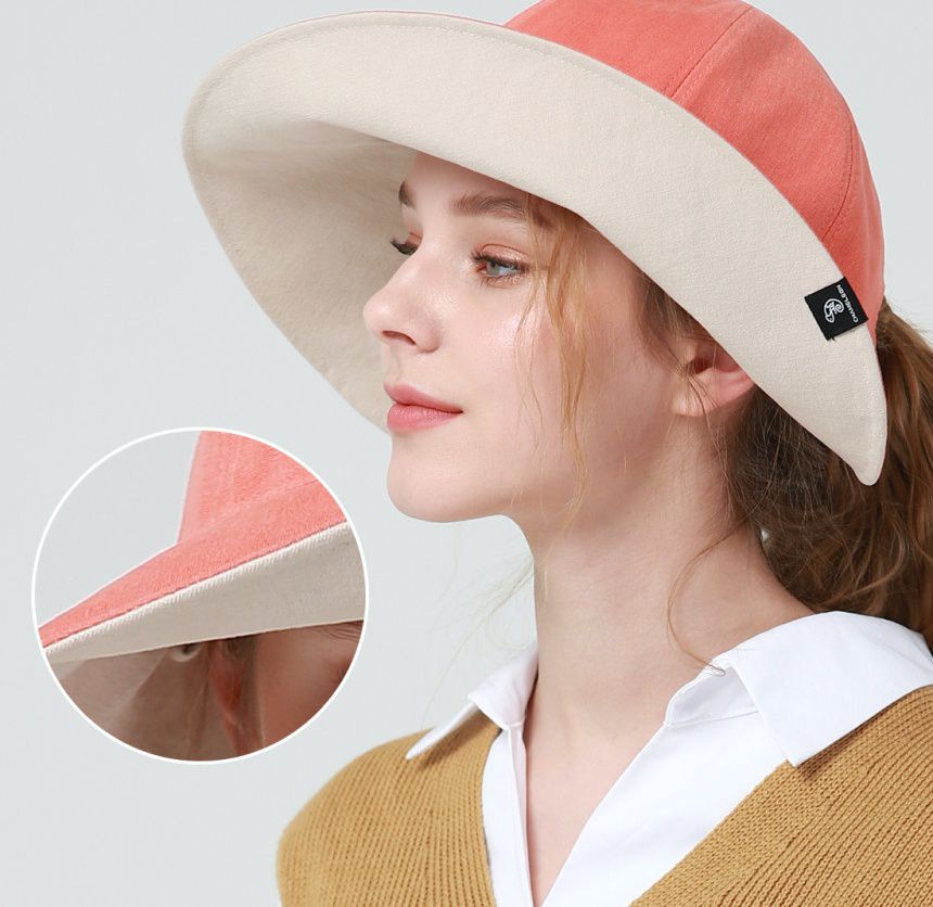 韓國 CHAMELEON - 雙面牛仔布料遮陽帽-黑/棕