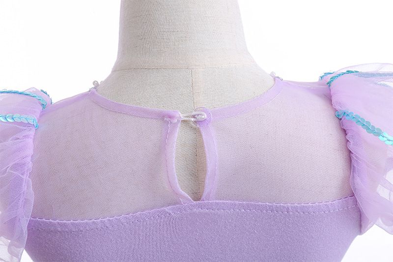 公主風亮晶晶短袖連身裙-美人魚配色-果綠+紫