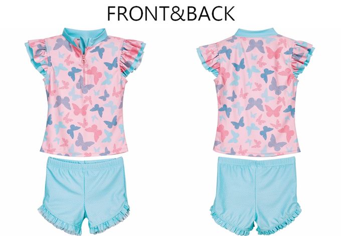 德國Playshoes - 抗UV防曬短袖兩件組兒童泳裝-蝴蝶