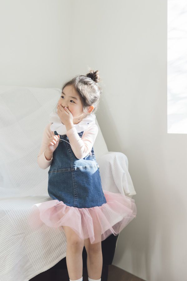 韓國 Blueberry - 拼接牛仔吊帶紗裙 5號[90-95cm]