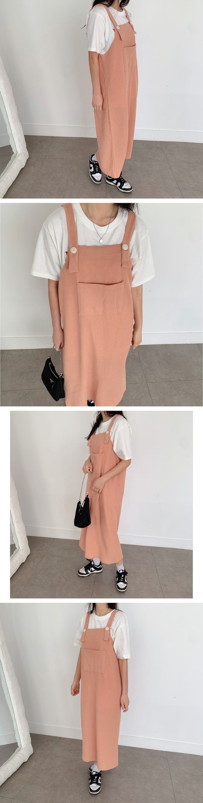 韓國 LANDING - 慵懶感細肩連身背心洋裝-粉橘 (FREE)