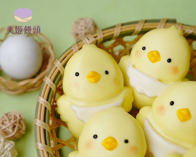 美姬饅頭 - 圍兜兜小雞鮮乳造型饅頭-35g*6顆